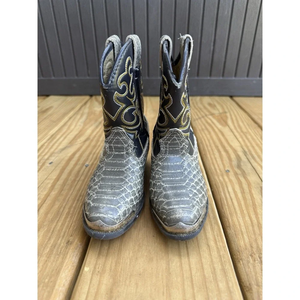 Smoky Mountain Cowboy Brown Youth Boots Laramie Embroidered Design Sz 7.5